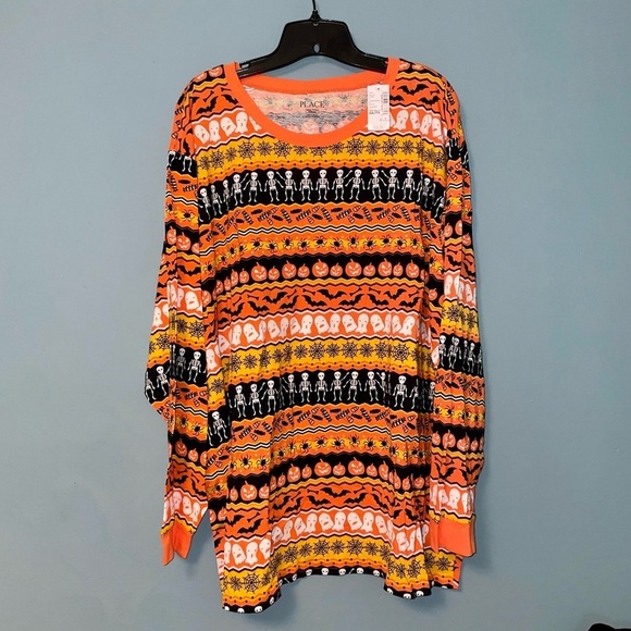 The Place Adult Unisex Glow in the Dark Halloween Fairisle Long Sleeve Tee XXXL - Picture 1 of 7